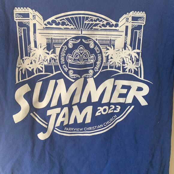 Blue tshirt featuring summer jam - Picture 3 of 6